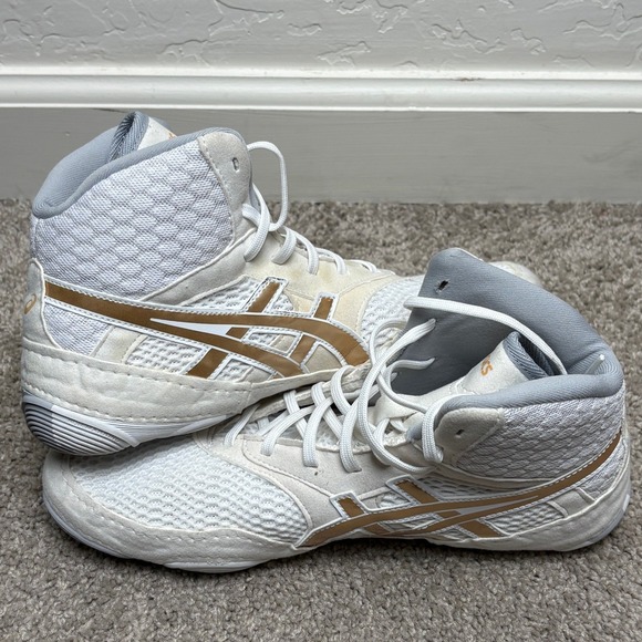 Asics Other - Asics Matcontrol 2 Wrestling Shoes White Gold 1082A001 Womens 9 Mens 7.5